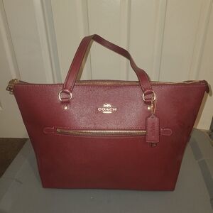 Coach Burgundy Leather Tote Bag